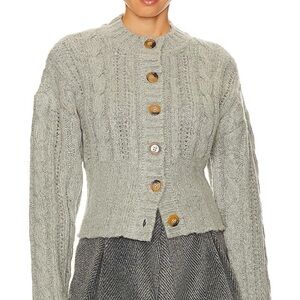 L'Academie Light Gray Cable Knit Cardigan